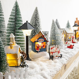Christmas Luminous Cabin Decoration Christmas Tree Micro Landscape Landscaping Small Town Fireplace Decoration Scene Layout Decoration
