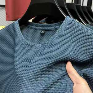 Ice Silk Short Sleeve T-Shirt Mens Summer Trend Loose Large Size Quick Dry round Neck Mesh Sport Wear Resistant Base Shirt