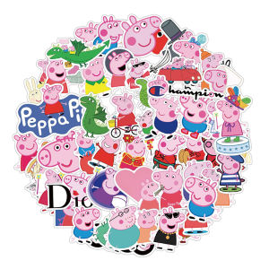 51pcs Peppa Pig สติกเกอร์เด็กการ์ตูนสติกเกอร์ Doodle กล่องปากกาขวดน้ําตู้เย็นกระเป๋าตกแต่งของขวัญขนาดเล็กของเล่น