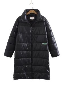 เรียบหรู ยาวถึงเข่า ผ้าฝ้าย เสื้อโค้ท พร้อม ปกตั้ง และงานเย็บปะติดปะต่อสําหรับ พลัสไซส์ ผู้หญิง หนาขึ้น ฤดูใบไม้ร่วง ฤดูหนาว เสื้อโค้ท