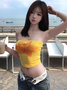 chaqi | Áo ba lỗ không tay in họa tiết dopamine gợi cảm cho nữ mùa hè Áo ba lỗ bó sát ngắn mặc trong và ngoài