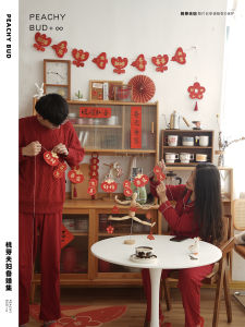 ธงแต่งงานตกแต่งคู่เชอร์รี่บลอสซั่มบ้านใหม่ห้องนอนห้องนั่งเล่นพื้นหลังตกแต่งผนังผ้าไม่ทออุปกรณ์เทศกาล