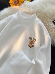 Áo Thun Lót Lông Cừu Dày Hai Mặt Cho Nam Mùa Thu Đông Rộng Rãi Cổ Cao Lót Lông Cừu Dài Tay Ấm Áp Áo Thun