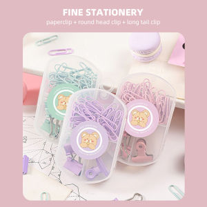 Binder/Paper Clip/Pushpin Macaron Color Paper Clip Ticket Clip Stapler Student Stationery Set Creative Pushpin Binding Combination