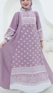 GAMIS NAMIRA QUEENA SET HIJAB SEGIEMPAT / SETDUNG BY HALIS CRINGKEL MOTIF ETNIK TERBARU BAJU LEBARAN
