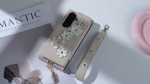 szhaiyu | For Samsung Galaxy Z Fold 8 Wallet Phone Case With Card Slot Holder With Flower Design Kickstand Shockproof Crossbody Purse