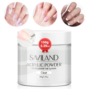 Saviland Clear Acrylic Powder 5.29oz Large Capacity Professional Nail Polymer for French Manicure Carving No Lamp Needed