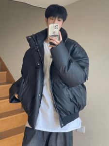 Black American Style Thick down Jacket Autumn and Winter Extra Thick Cleanfit Outwear Fancy K-style Short down Coat