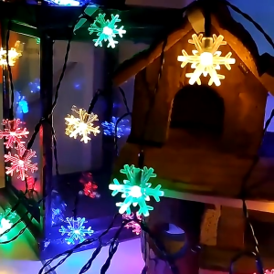 ONELINE #ZH614 Snowflake String Lights 30 LED Solar Powered White Warm White Multicolor Christmas Decoration