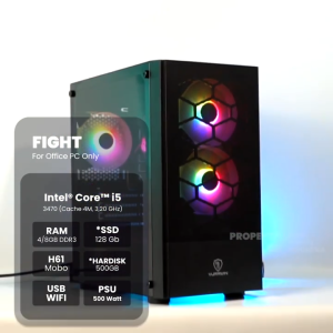PC Office Fullset Murah Intel Core I5 RAM 8GB SSD 256GB HDD 500GB Lengkap Monitor 22" Siap Pakai Cocok Buat Kantor | FIGHT