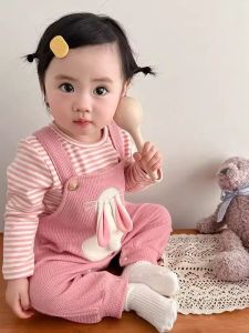 Princess Style Baby Girl Outfit Two-Piece Set Autumn Spring Cute Romper Pants Breathable Comfortable Cotton Polyester Blend