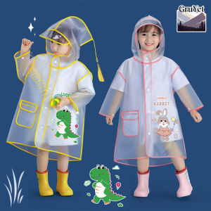 Transparent EVA Raincoat for Kids Dinosaur Cartoon Style Boys and Girls Pupils Full Body Raining Cover