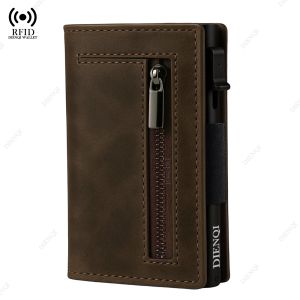 Rfid Magnetic Wallet Money Stroage Bag Money Clip Credit Card Holder Minimalist Bank Cardholder Automatic Pop Up Wallets for Men
