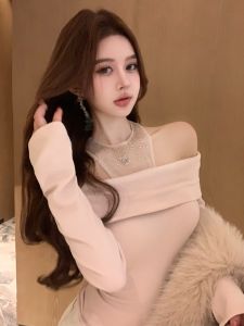 GUZILIAN | เสื้อถักคอวีแขนกุดสไตล์ฝรั่งเศส ดีไซน์เก๋ไก๋ ประดับเพชร ผ้าตาข่าย ทรงเข้ารูป เสื้อผ้าทำงานสไตล์เกาหลี ฤดูใบไม้ร่วง 2024