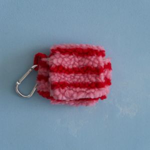 Wireless Earphone Protective Case Soft Plush Simple Style Stripes Pattern School Bag Pendant for Apple Xiaomi Huawei Earphones