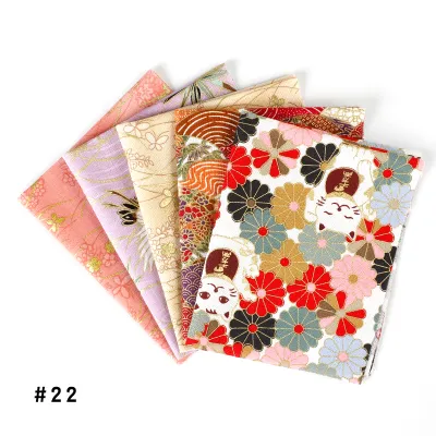 Cotton Fabric For DIY With Gold Printing Japanese Style