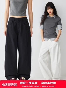 Womens Cotton Thin White Loose Wide Leg Cargo Pants