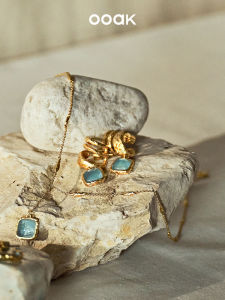 Flowing Gold Oil Painting Texture Glass Crystal Raindrop Necklace