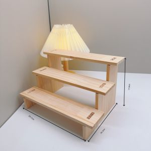 2-5 Tiers Wooden Display Rack Cosmetic Perfume Display Stand Doll Toys Stepped Desk Storage Home Desktop Organization