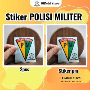 ALFATIH ARMY 2 PCS Stiker PM Polisi Militer Kecil Timbul Motor