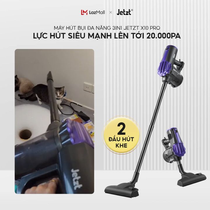 Máy hút bụi cầm tay đa năng có dây 3n1 JETZT X10 PRO, tặng kèm đầu hút nệm cho phân loại JETZT X10 PRO MAX