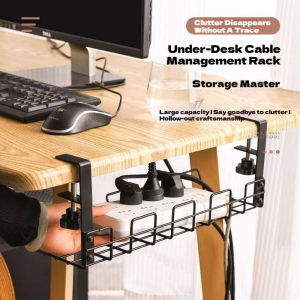 XMSJ | Under Desk Cable Management Rack Multi-purpose Wire Organizer Tray Office Desktop Cord Storage Shelf for Wire Arrangement Supp