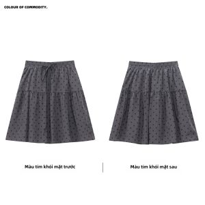 JNXS | Chân Váy Dạng Ô Dù A-Line Nylon Mật Độ Cao Phong Cách Pháp Cổ Điển với Nếp Nhăn 3D và Đốm