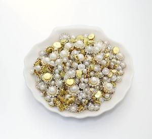 30-100pcs Pearl Claw Stones Beads Gold Base Flatback Crystals Sew On Rhinestones For Needlework DIY Garment Decoration Buttons