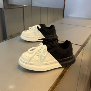 2025 New Fashionable Casual Comfortable Leather Surface Mens Shoes Trendy High-End Thick Bottom Color Block Leisure Shoes