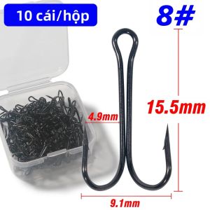 LAKBAT 10 CÁI Móc Câu Cá Bằng Thép Carbon Hai Ngạnh Kiểu Crank Jig 10 Kích Cỡ Dùng Cho Câu Ruồi Mồi Mềm Cá Chép Nước Mặn Nước Ngọt Hộp Dụng Cụ Câu Cá