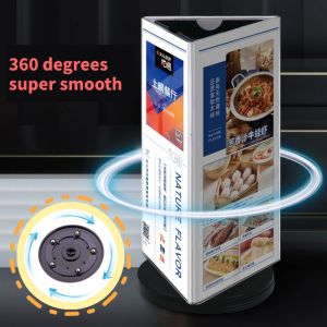 3-sided rotation Acrylic Desktop Menu Holder 360 Degree Rotating Menu Display Stand Price List Ad Holder