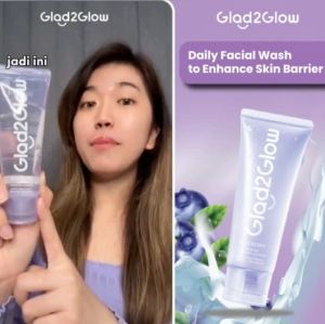 🩷 JAYA 🩷 Glad2Glow Face Wash Low Ph Face Wash Cleanser Gel Blueberry Ceramide 70ml