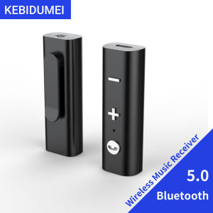 Kebidumei | Bluetooth 5.0 Audio Receiver 3.5mm AUX Stereo Music Wireless Adapter With HD Mic HandsFree Calling For Car Kit Speaker Headphone