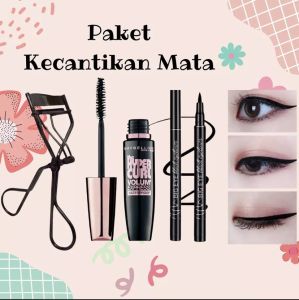 PAKET EYELINER PAKET MATA 3in1 SEPAKET DAPAT 3pcs /EYELINER BIG EYE/ Mascara / Penjepit bulu mata
