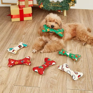 1pcs Durable Plush Bone-Shaped Dog Toy - Squeaky Chew-Resistant for All Breeds-Perfect for Christmas & Birthday Parties
