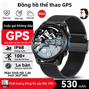 LIGE | Đồng Hồ Thông Minh GPS Màn Hình HD 1.46 Inch Pin 530mAh Dung Lượng Lớn 100+ Chế Độ Thể Thao Chống Nước IP68 La Bàn Theo Dõi Nhịp Tim Tương Thích Android Và iOS