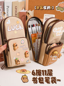 Large Capacity Canvas Pencil Case Elementary School Students Stationery Box Multi-Function Bookbag Childrens Stationary Bag