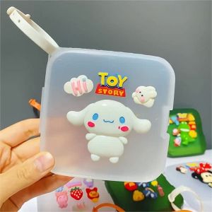 Adorable Portable Childrens Mask Storage Box Card for Kindergarten Students Plastic Storage Bag with Lid Dustproof Waterproof