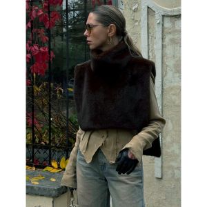 Váy Chữ a in Hoa Không Tay Cổ Cao Gợi Cảm Cho Nữ Mùa Thu 2024 Váy Ngắn Ôm Vừa Vặn Không Tay Cổ Cao Váy Midi