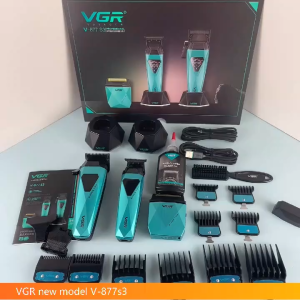 VGR 877S3 Hair Clippers for Men Professional Hair Cutting Kit with LED Display & Charging Base Cordless Barber Clippers with Turbo High-Speed 9000RPM Motor All-in-One Grooming Set Green