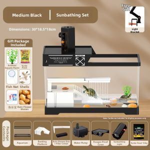 CHONGXIAOSHUAI | Escaping Prevention Turtle Tank with Basking and Climbing Platforms for Small Home Pet Turtles Rainforest Type