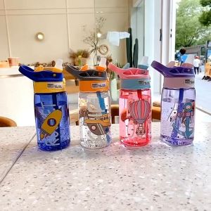 Mumystation 480ML Botol Air Drinking Bottle Baby Children Learning Cup with Straw Handle Water Bottle Kids Bayi