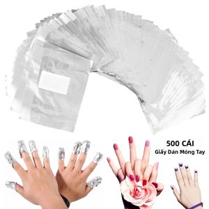 500 Miếng Giấy Bạc Nhôm Dùng Cho Nail Art Tẩy Gel Làm Sạch Móng Dụng Cụ Làm Móng
