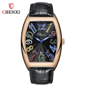 Chenxi Người Đàn Ông Đồng Hồ Thương Hiệu Hàng Đầu Tonneau Đồng hồ thạch anh Người Đàn Ông Của Không Thấm Nước 30M Đồng Hồ Kinh Doanh dây đeo da đồng hồ Đồng hồ đeo tay thạch anh Quà Tặng đồng hồ