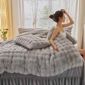 Winter Warmth Flannel Bedding Set Coral Fleece Milk Velvet