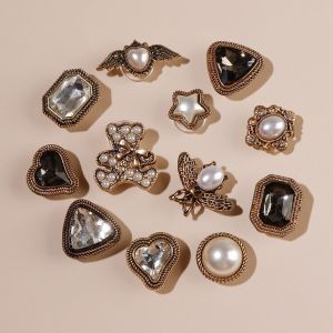 Jiaxun | Vintage DIY Rabbit and Butterfly Shoe Charms Metal Color Crystal Flower