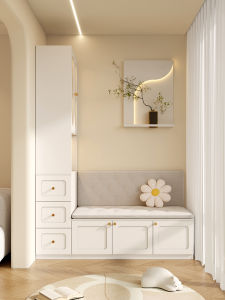 French Cream Style Balcony Ark Small Apartment Living Room Home Card Holder Storage Locker Integrated Wall Bookcase Customization