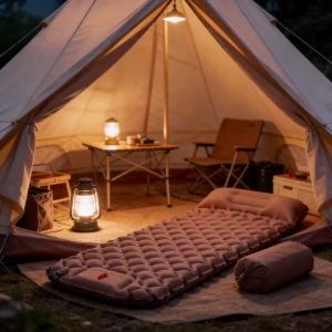 Outdoor Portable Camping Inflatable Mattress Sleeping Pad with Pillow Ultra-light Air Cushion Hiking Gear