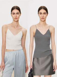 ชิคJOC เสื้อชั้นในแบบเกาะอกผ้าไหมคอวี แขนสั้น ทรงเข้ารูป ทรงเข้ารูป คอลเลกชันฤดูร้อน 2024 เสื้อชั้นในผู้หญิง