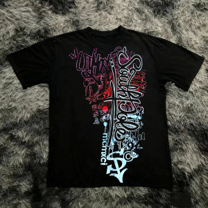 Classic Y2K Gothic Style T-shirt Print Oversized T Shirt High Street Shirts Gothic Round Neck Cotton Tops New Men Women T Shirt